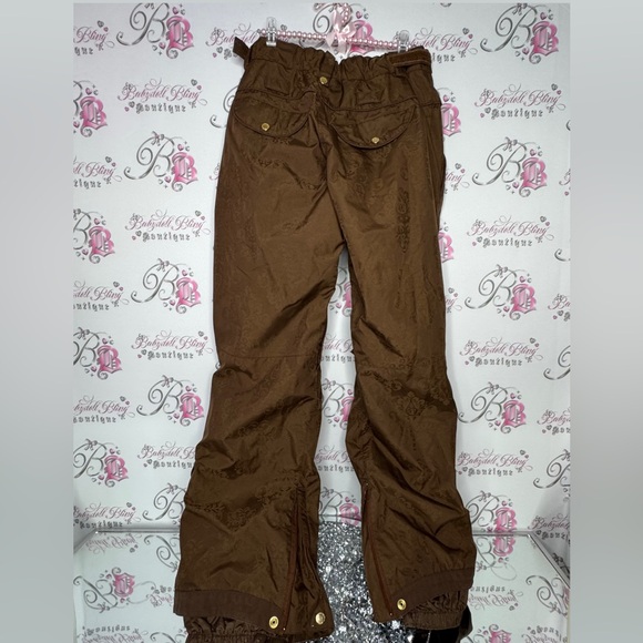 Westbeach snow pants brown paisley shimmer pattern gold hardware ski snowboard - Picture 3 of 17